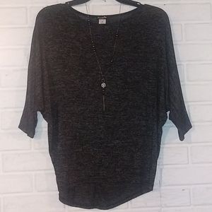 Fig & Blu Charcoal Gray Dolman Sleeve Top